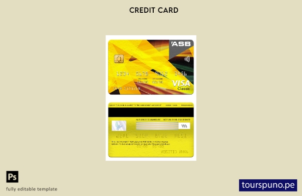 lista para imprimir plantilla de tarjeta clásica visa ASB Bank de Nueva Zelanda